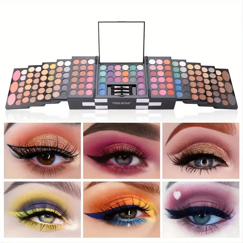 Paleta de Maquillaje Profesional MISS ROSE – ¡142 Sombras + Rubores + Polvos para Cejas! - IMP