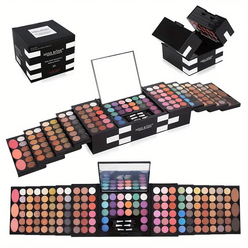 Paleta de Maquillaje Profesional MISS ROSE – ¡142 Sombras + Rubores + Polvos para Cejas! - IMP