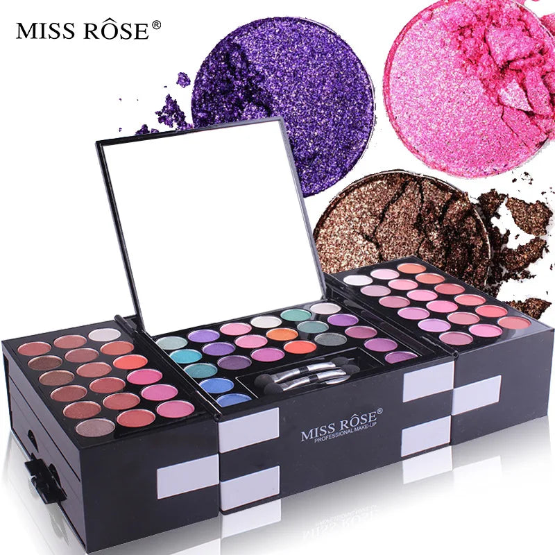 Paleta de Maquillaje Profesional MISS ROSE – ¡142 Sombras + Rubores + Polvos para Cejas! - IMP