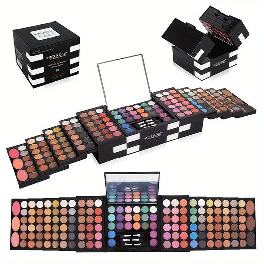 Paleta de Maquillaje Profesional MISS ROSE – ¡142 Sombras + Rubores + Polvos para Cejas! - IMP